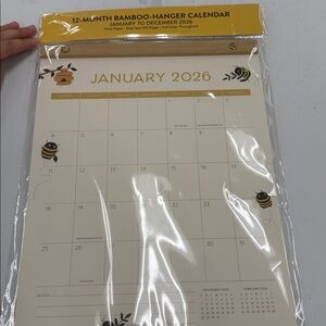 NWT OCS Bumble Bee Bamboo Hanging Calendar